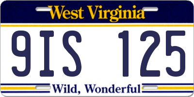 WV license plate 9IS125