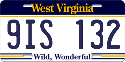 WV license plate 9IS132