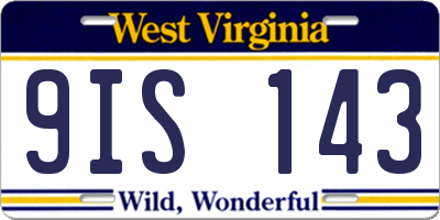 WV license plate 9IS143