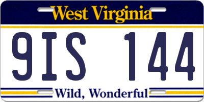 WV license plate 9IS144