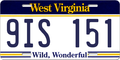WV license plate 9IS151