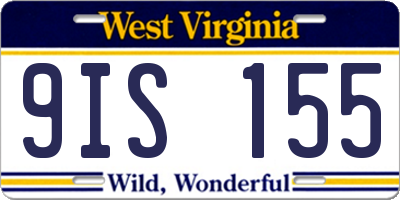 WV license plate 9IS155