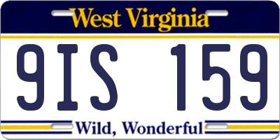 WV license plate 9IS159