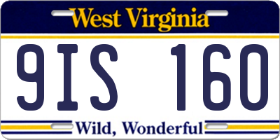 WV license plate 9IS160