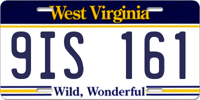WV license plate 9IS161