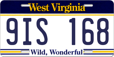WV license plate 9IS168