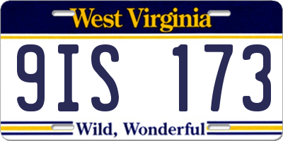 WV license plate 9IS173
