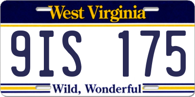 WV license plate 9IS175