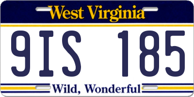 WV license plate 9IS185