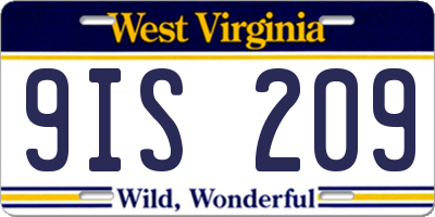 WV license plate 9IS209