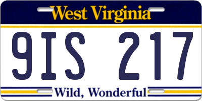 WV license plate 9IS217