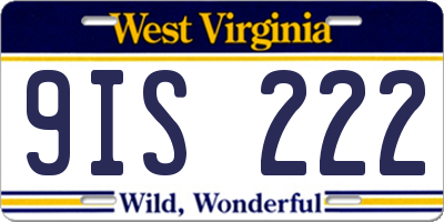 WV license plate 9IS222