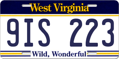 WV license plate 9IS223