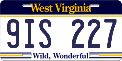 WV license plate 9IS227