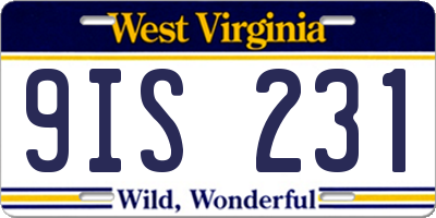WV license plate 9IS231