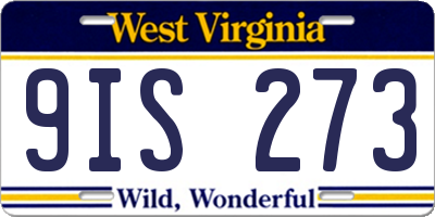WV license plate 9IS273