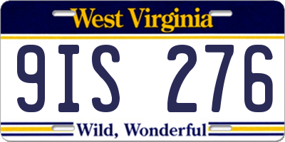 WV license plate 9IS276
