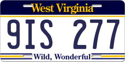 WV license plate 9IS277