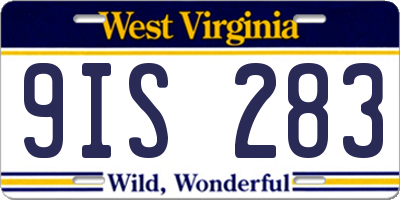 WV license plate 9IS283