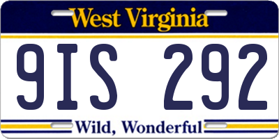 WV license plate 9IS292