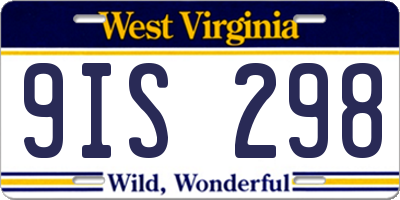 WV license plate 9IS298