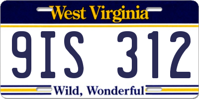 WV license plate 9IS312