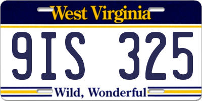 WV license plate 9IS325