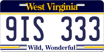 WV license plate 9IS333
