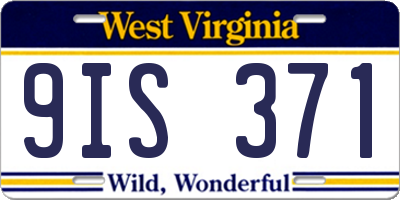 WV license plate 9IS371