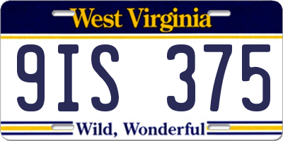 WV license plate 9IS375