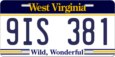 WV license plate 9IS381