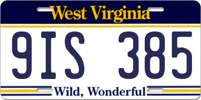 WV license plate 9IS385