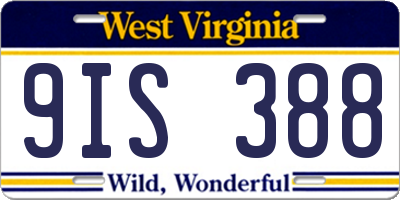 WV license plate 9IS388
