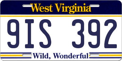 WV license plate 9IS392