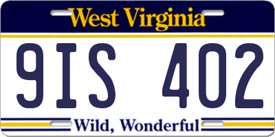 WV license plate 9IS402