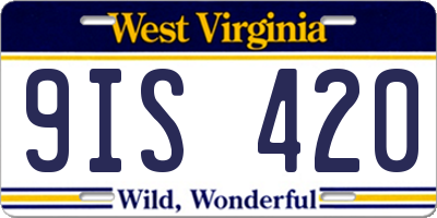 WV license plate 9IS420