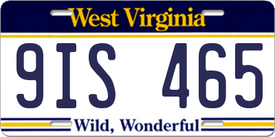 WV license plate 9IS465
