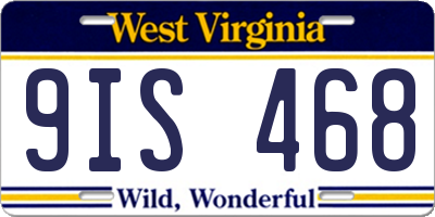 WV license plate 9IS468