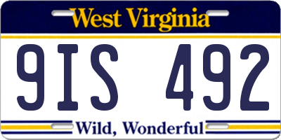 WV license plate 9IS492