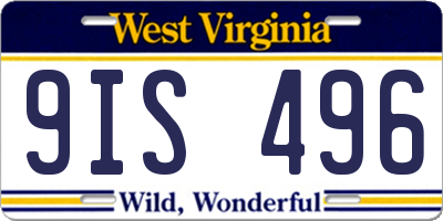 WV license plate 9IS496