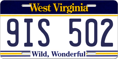 WV license plate 9IS502