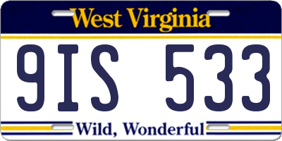 WV license plate 9IS533