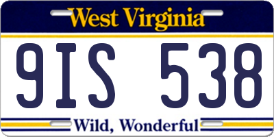 WV license plate 9IS538