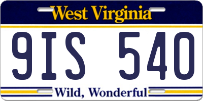 WV license plate 9IS540