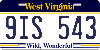 WV license plate 9IS543