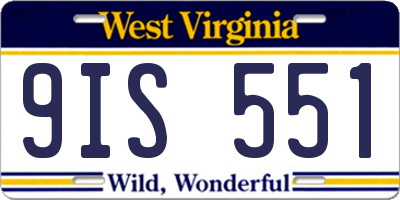WV license plate 9IS551