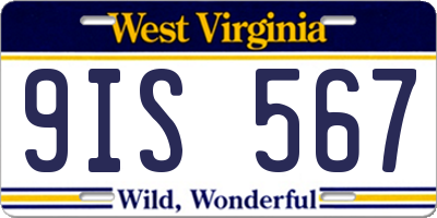 WV license plate 9IS567