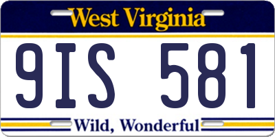 WV license plate 9IS581