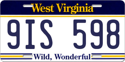 WV license plate 9IS598