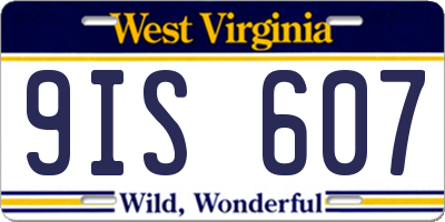WV license plate 9IS607